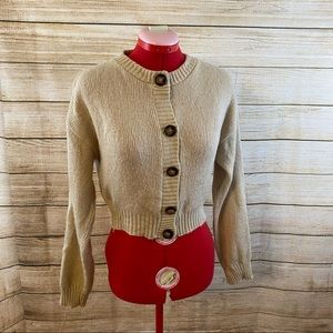 Nasty Gal Cream Button-Up Cardigan